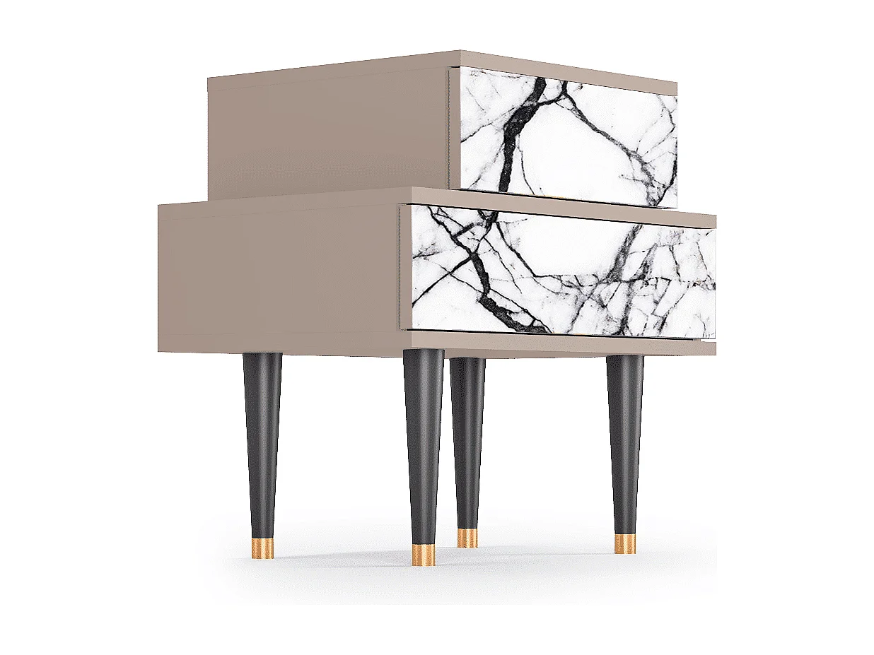 Table de nuit - 58х58х41 cm - NS1 - Raven Marble, Latte