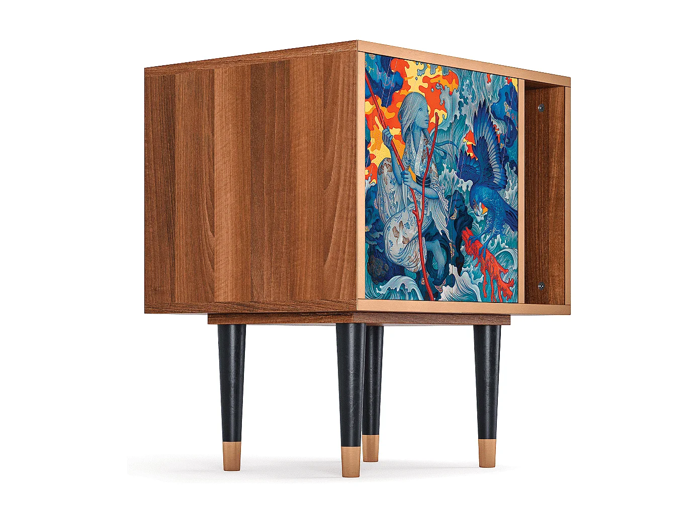 Nachtkastje - 57х69х48 cm - S2 - The Girl - James Jean, Walnoot