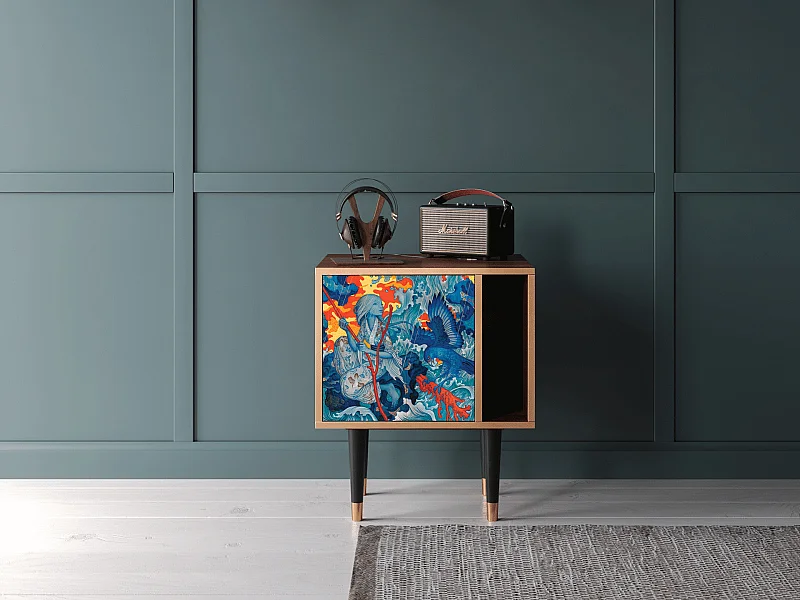 Stolik nocny - 57х69х48 cm - S2 - The Girl - James Jean, Orzech