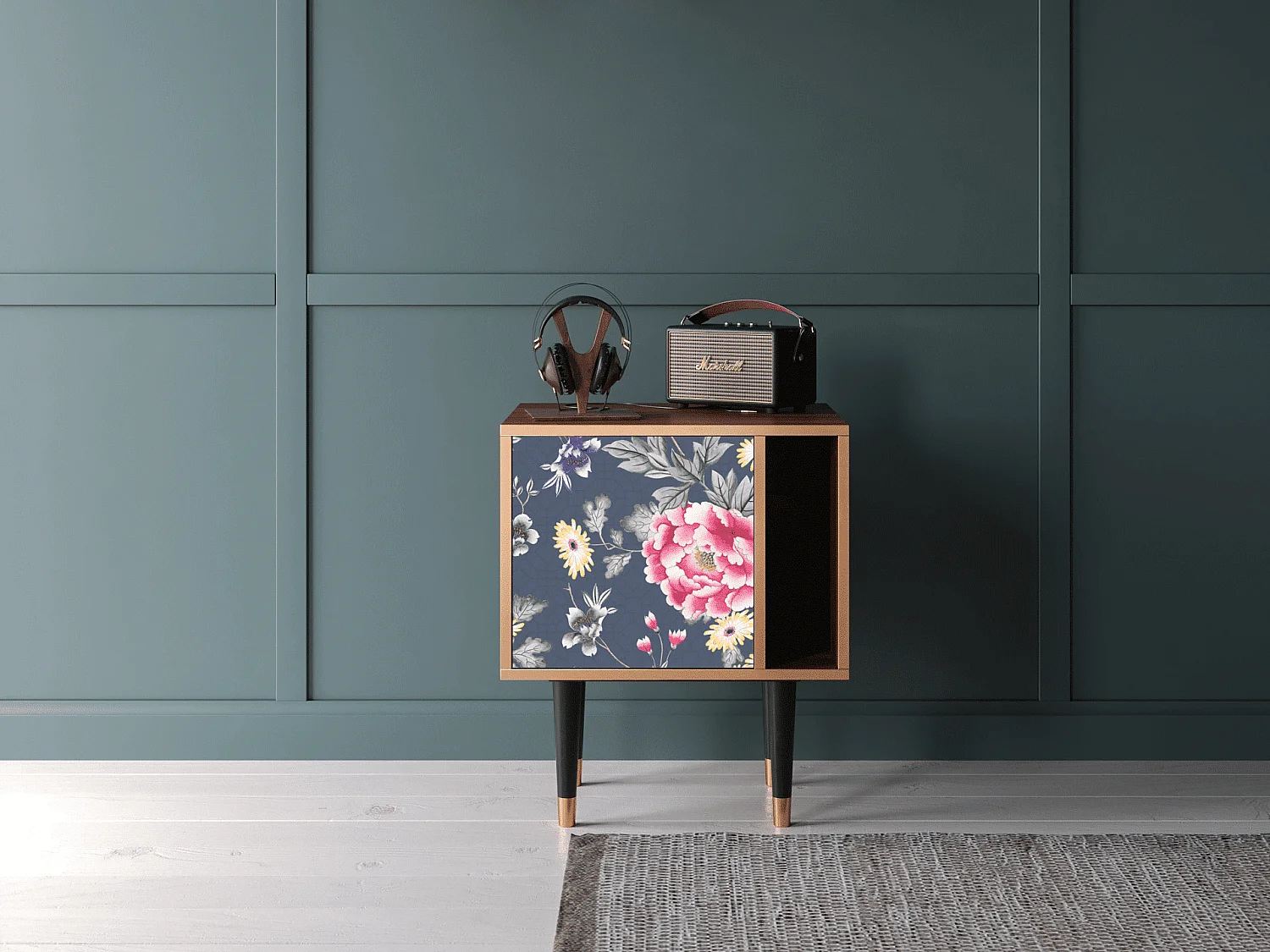 Table de nuit - 57х69х48 cm - S2 - Dark Flower Bed, Noyer