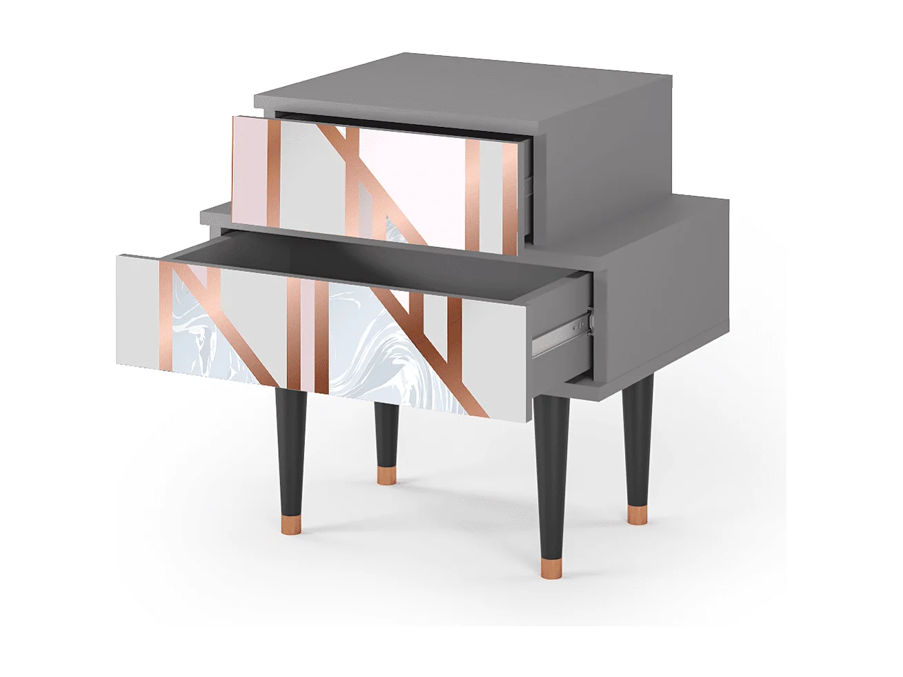 Stolik nocny - 58х58х41 cm - NS1 - Champagne Story, Szary