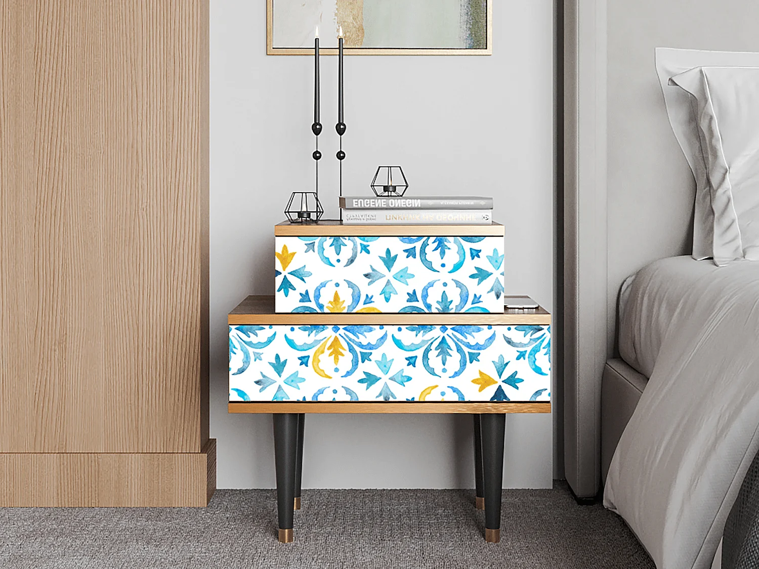 Stolik nocny - 58х58х41 cm - NS1 - Lisbon Flover, Orzech