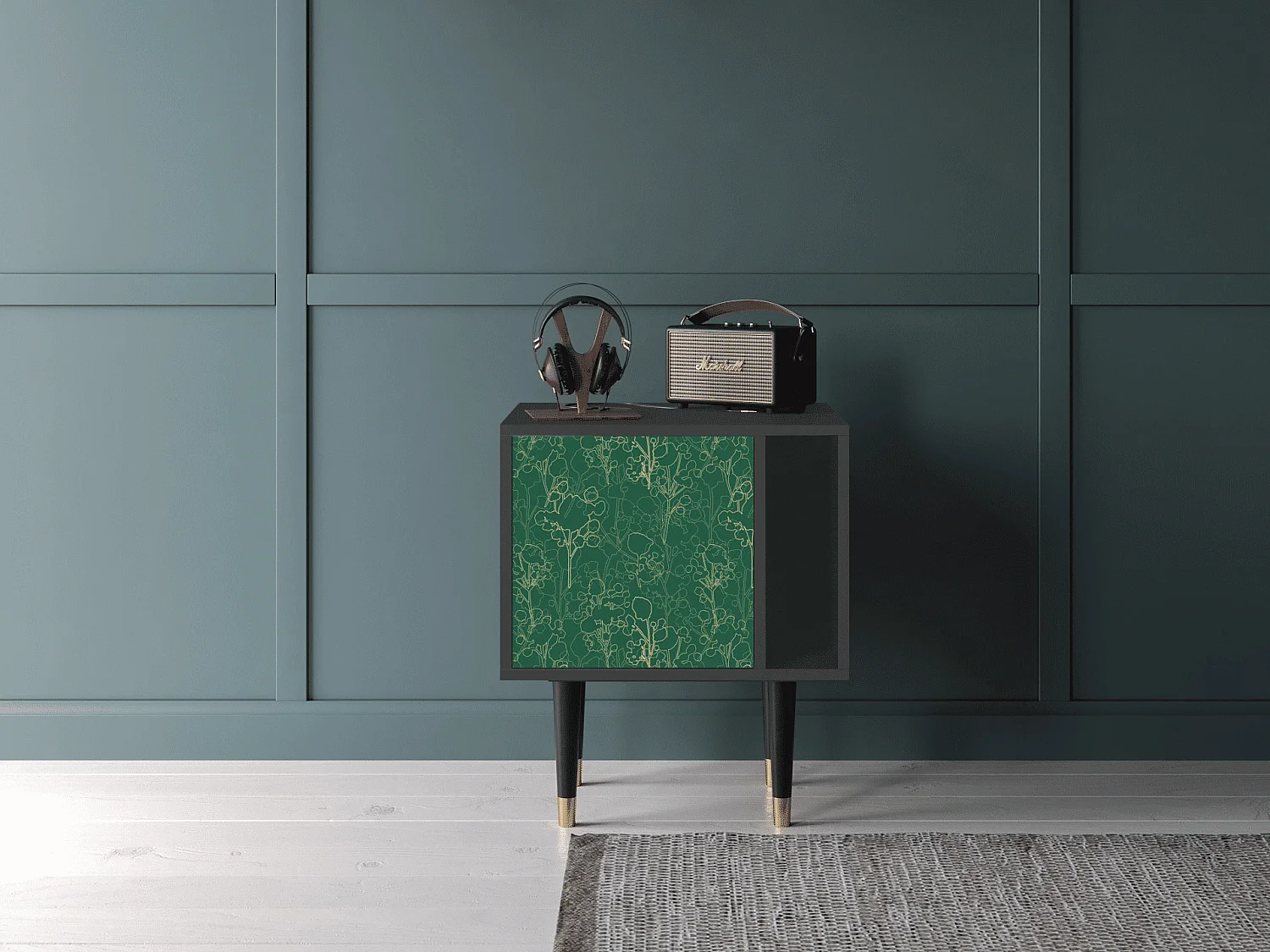 Stolik nocny - 57х69х48 cm - S2 - Emerald Forest, Antracyt