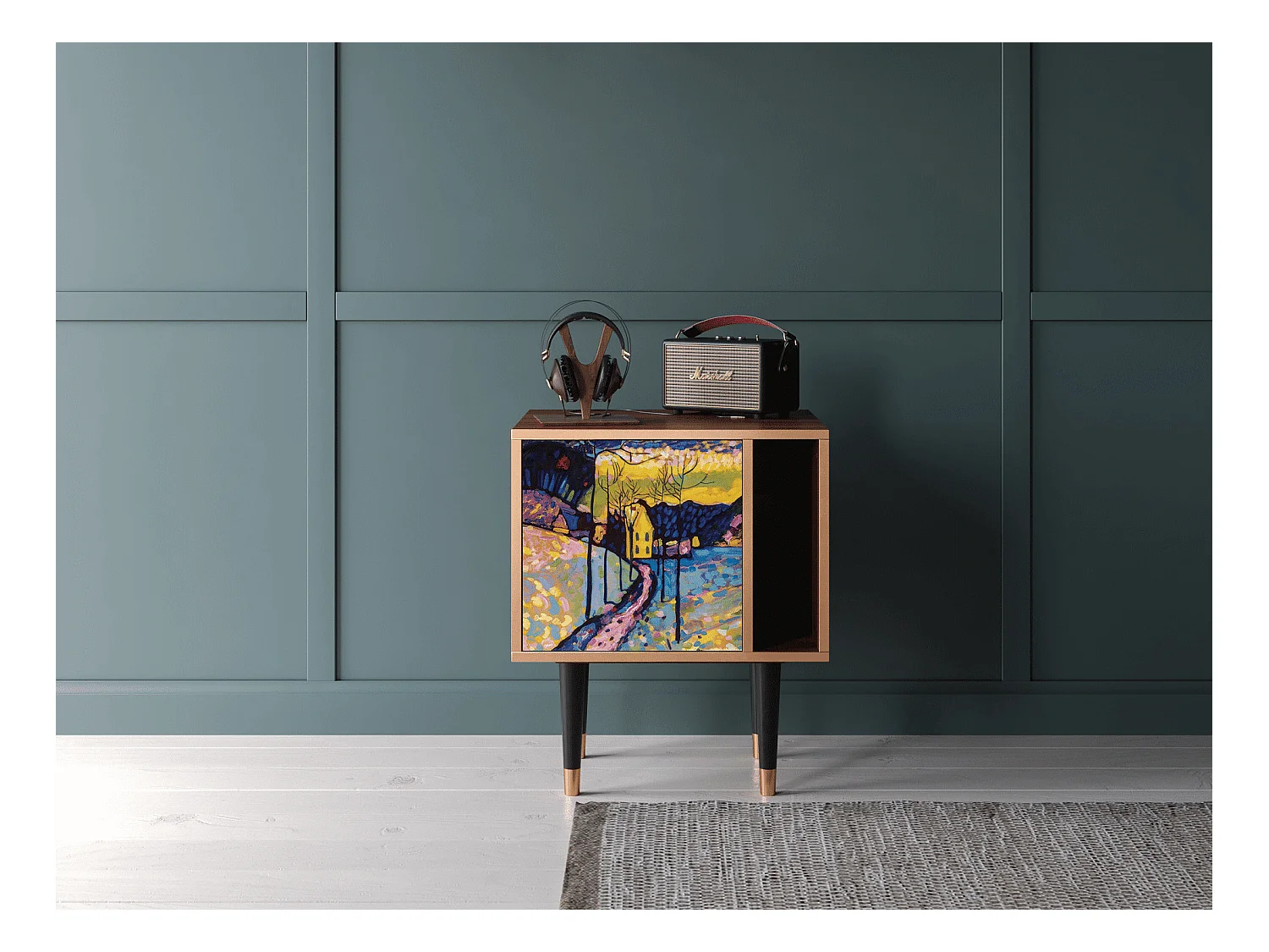Table de nuit - 57х69х48 cm - S2 - Winter Landscape, Noyer