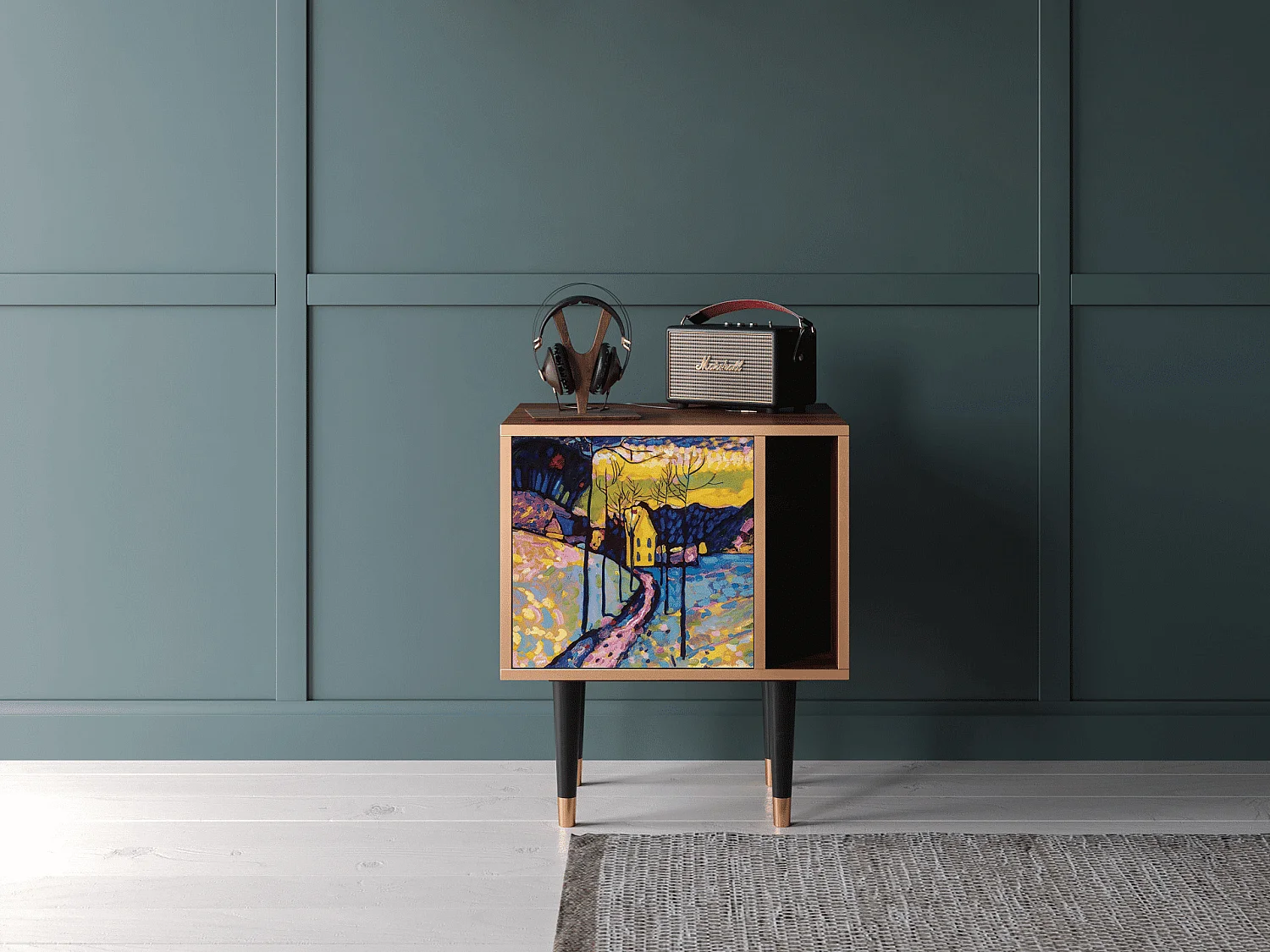 Table de nuit - 57х69х48 cm - S2 - Winter Landscape, Noyer