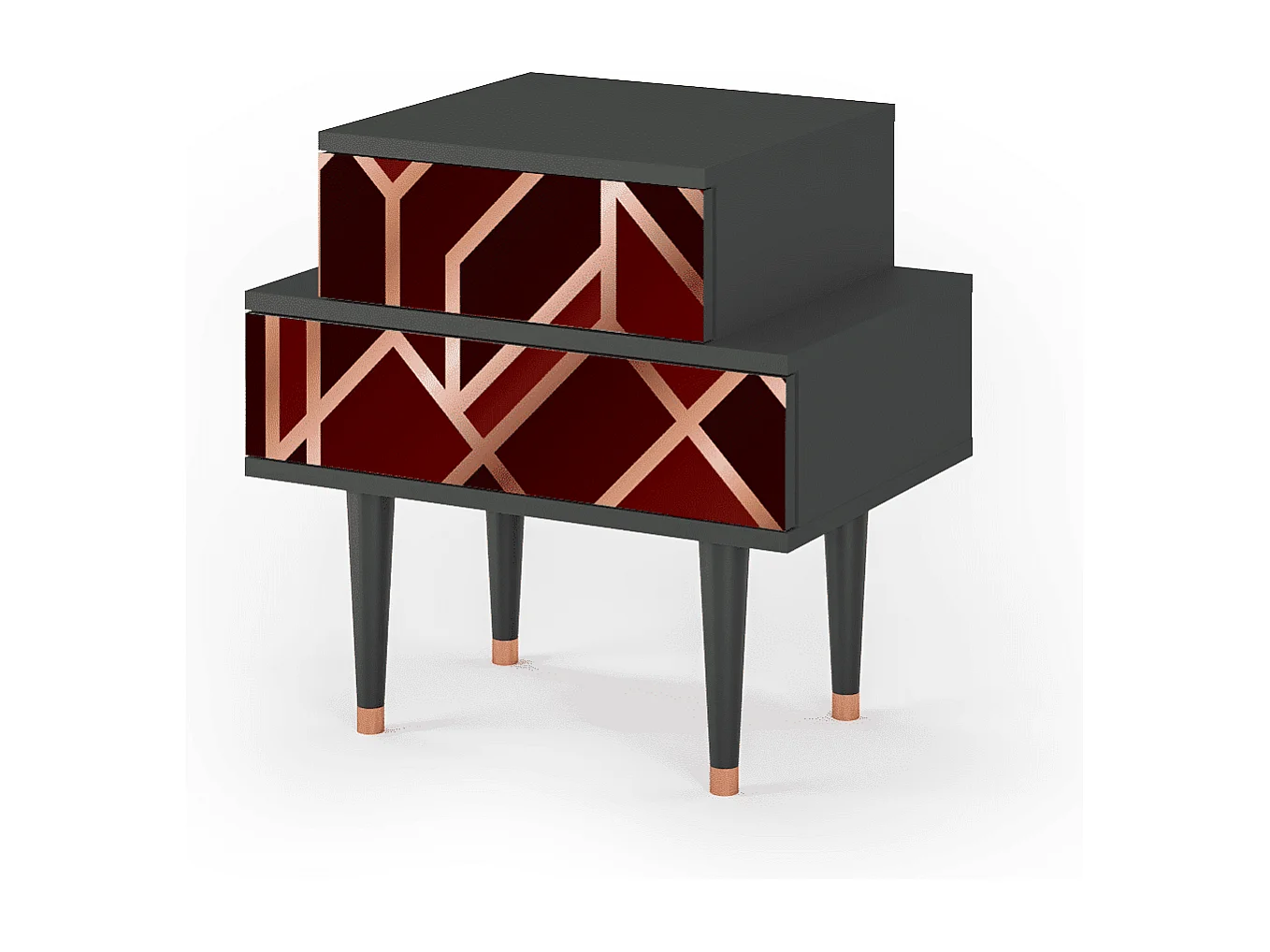 Stolik nocny - 58х58х41 cm - NS1 - Velvet 1920's, Antracyt