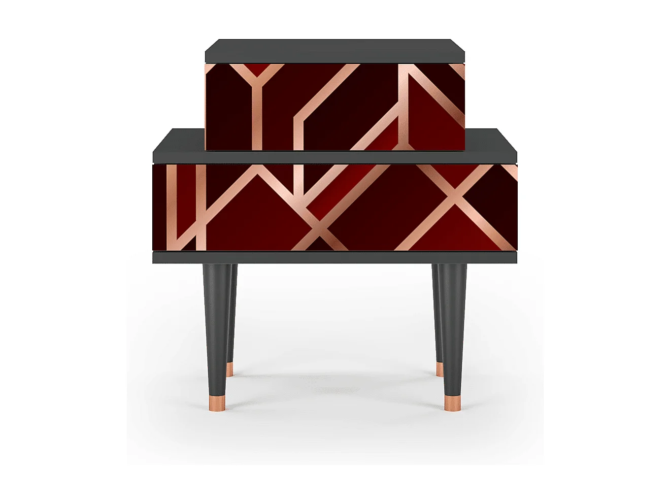 Table de nuit - 58х58х41 cm - NS1 - Velvet 1920's, Anthracite