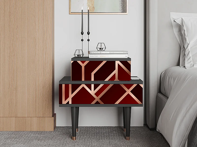 Stolik nocny - 58х58х41 cm - NS1 - Velvet 1920's, Antracyt