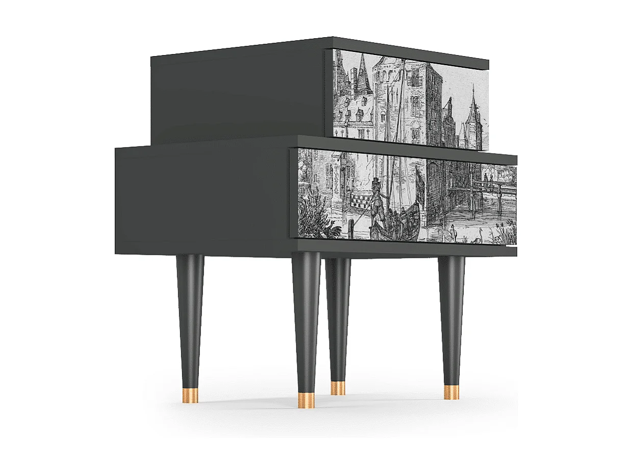 Comodino - 58х58х41 cm - NS1 - Castle with Bridge, Antracite