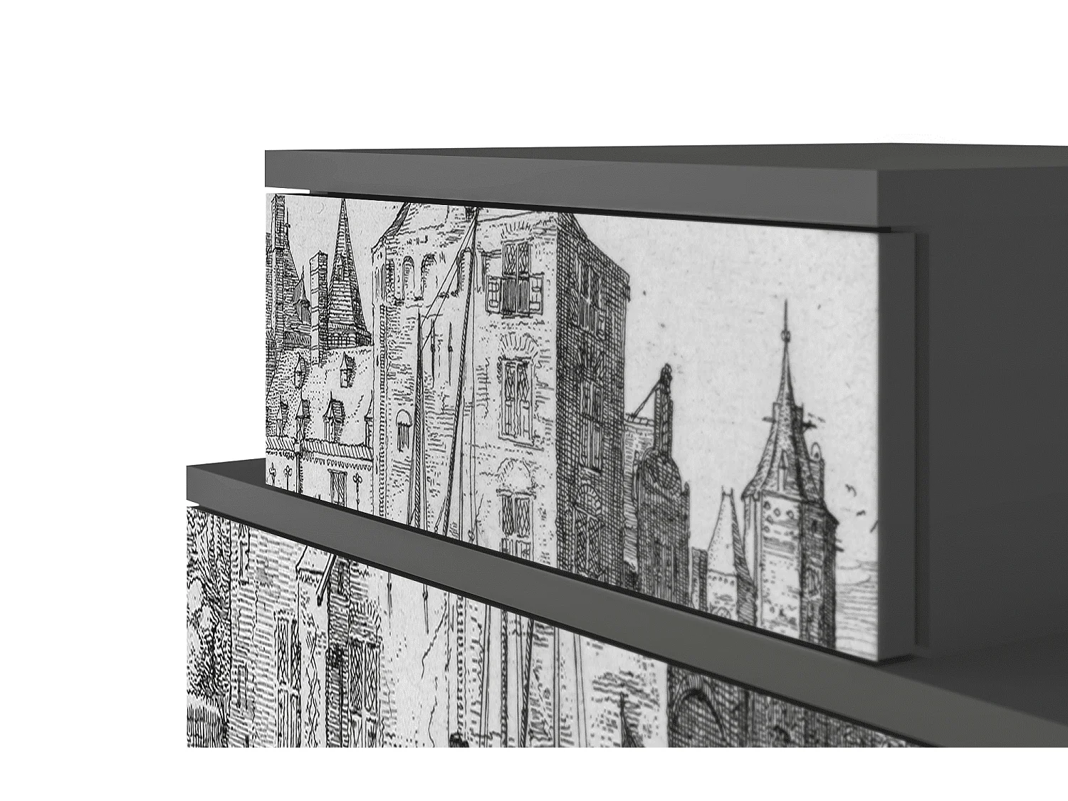 Comodino - 58х58х41 cm - NS1 - Castle with Bridge, Antracite