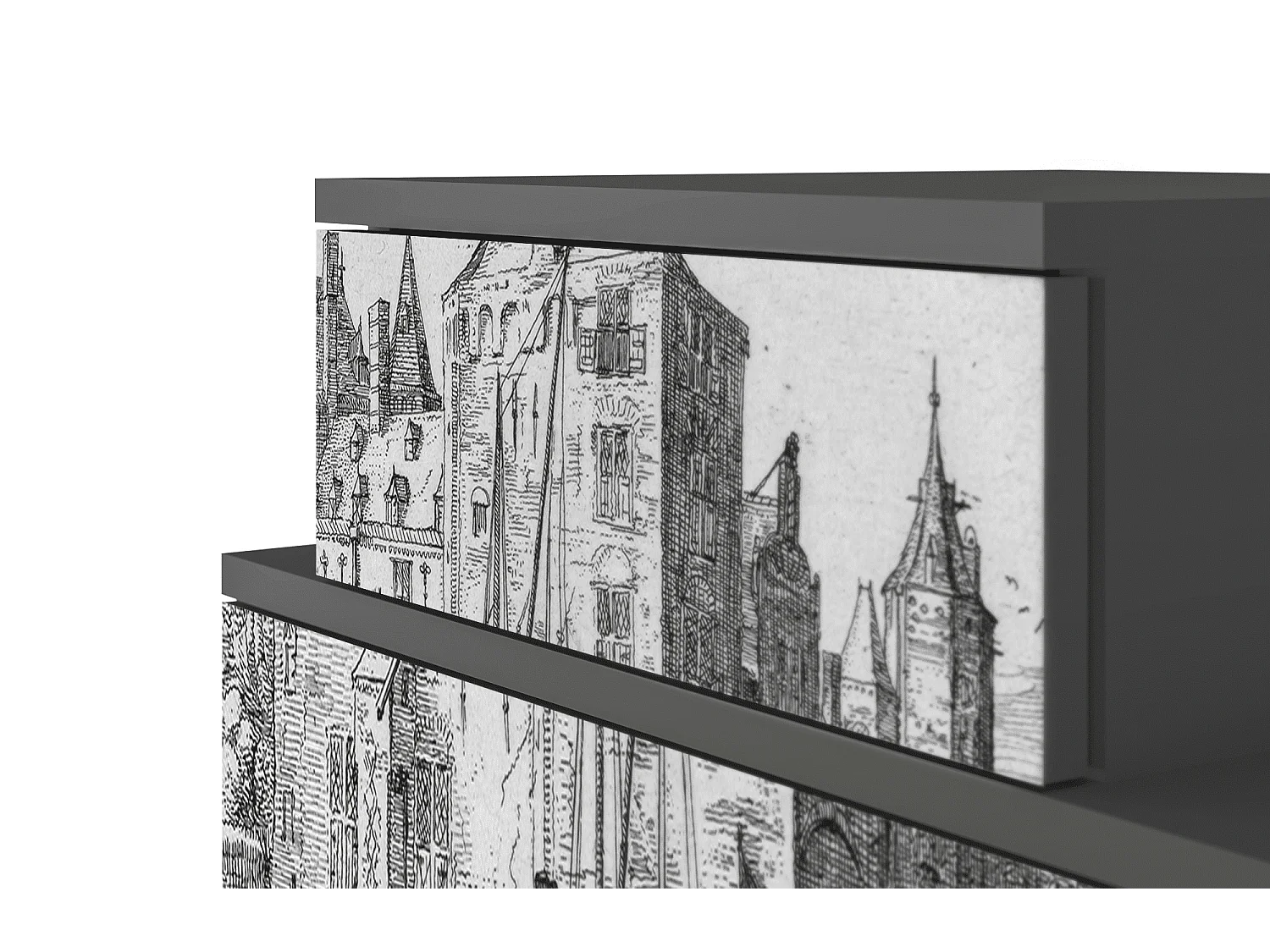 Stolik nocny - 58х58х41 cm - NS1 - Castle with Bridge, Antracyt