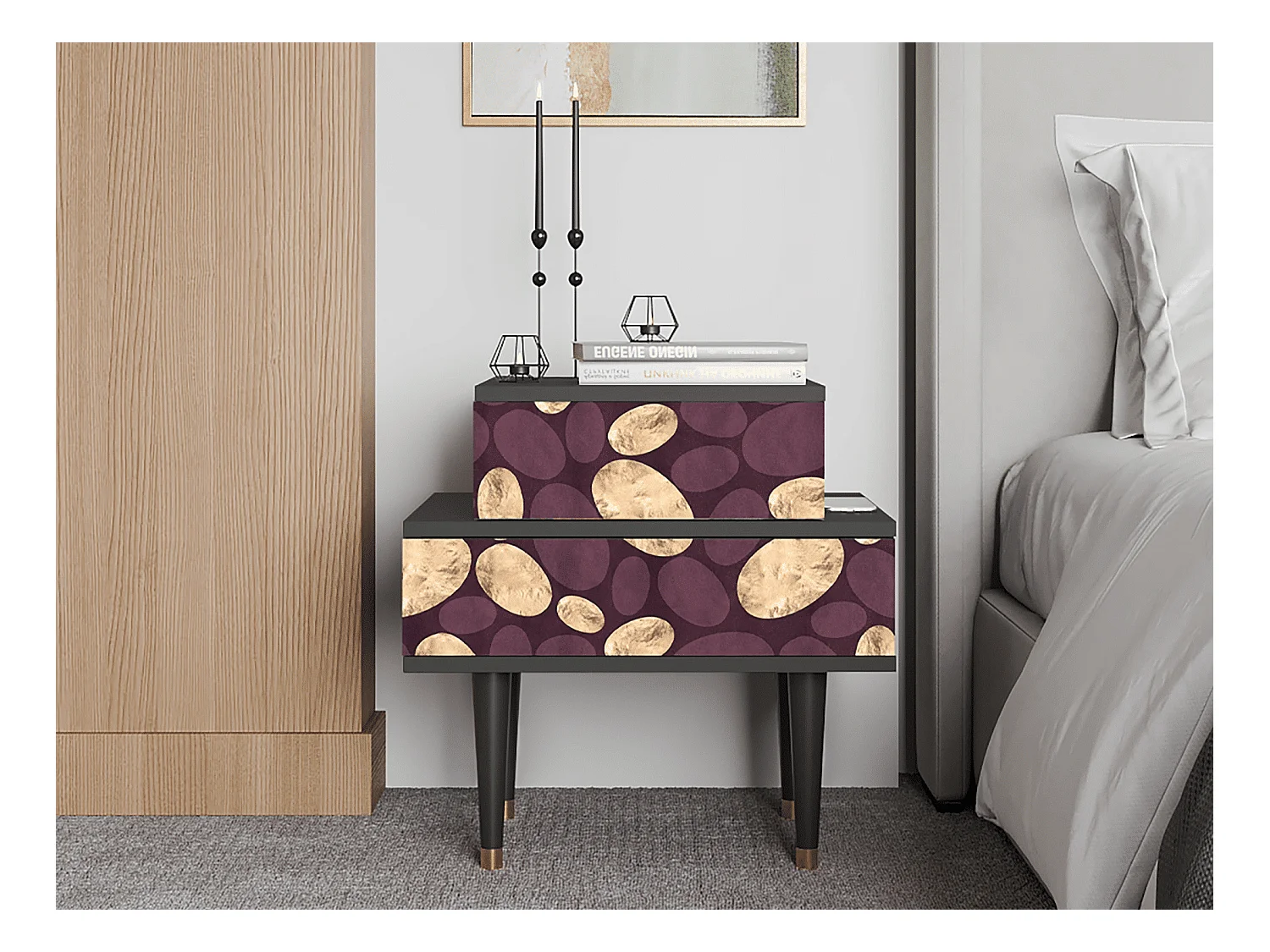 Table de nuit - 58х58х41 cm - NS1 - Fine Wine, Anthracite