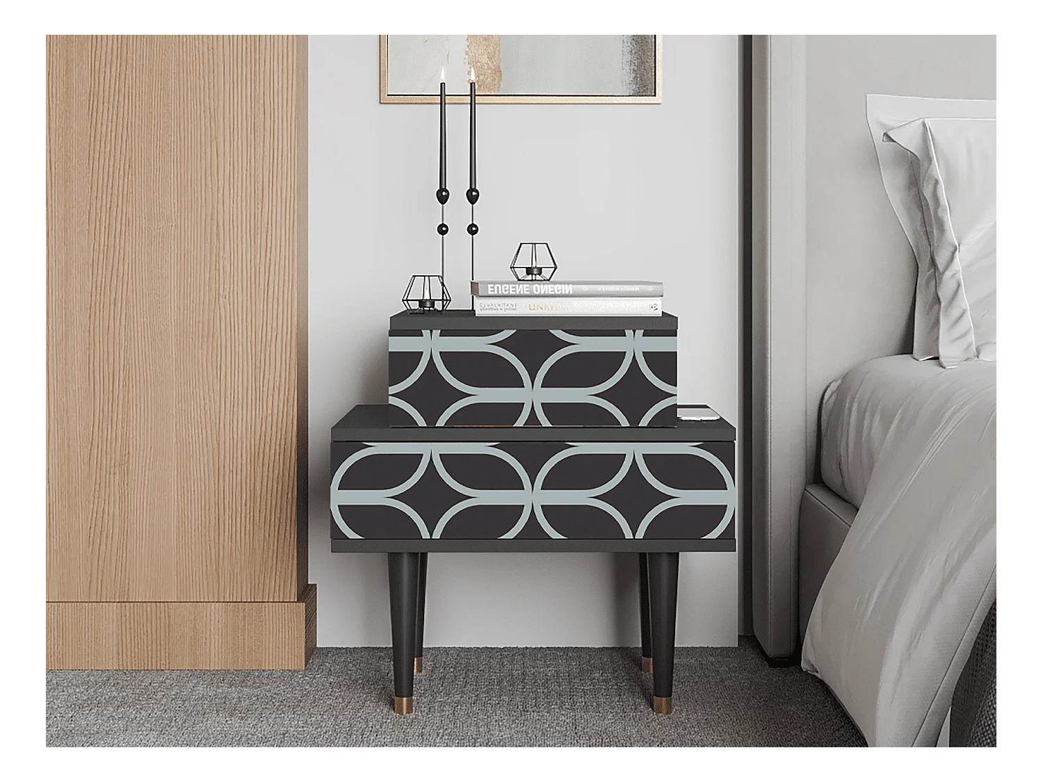 Table de nuit - 58х58х41 cm - NS1 - Braided Blue, Anthracite