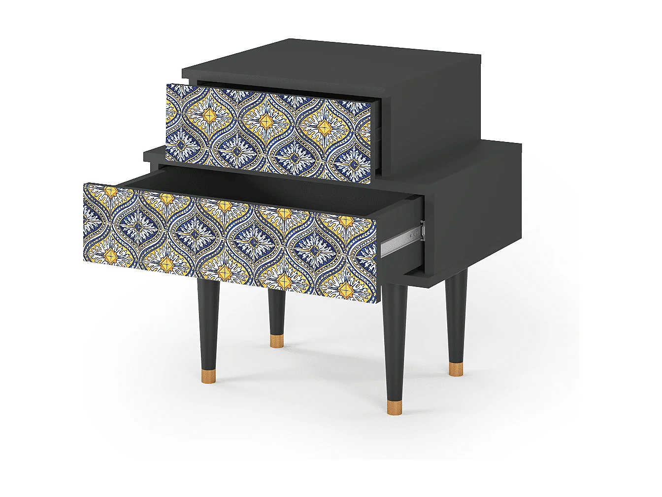 Stolik nocny - 58х58х41 cm - NS1 - Illusory Pattern, Antracyt