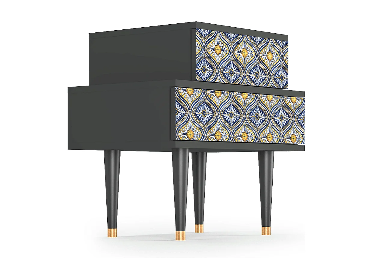 Stolik nocny - 58х58х41 cm - NS1 - Illusory Pattern, Antracyt