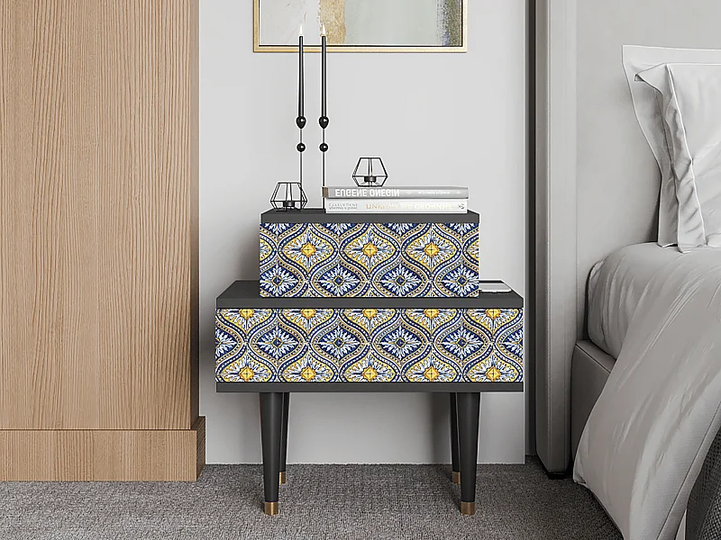 Nachtkastje - 58х58х41 cm - NS1 - Illusory Pattern, Antraciet