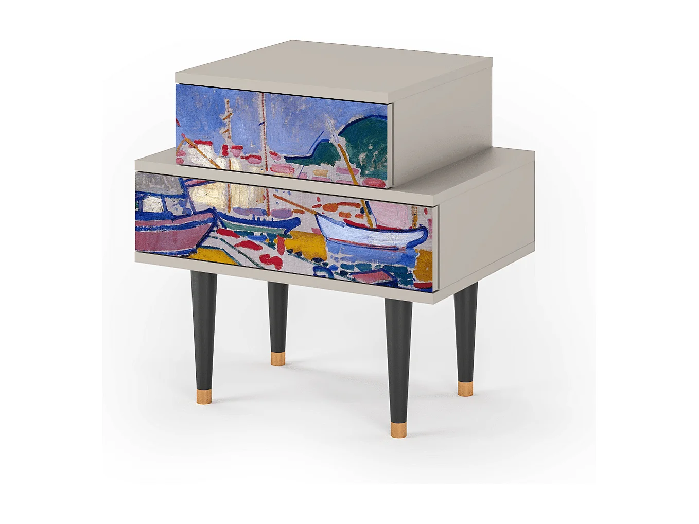 Stolik nocny - 58х58х41 cm - NS1 - The Port of Collioure , Piaskowy