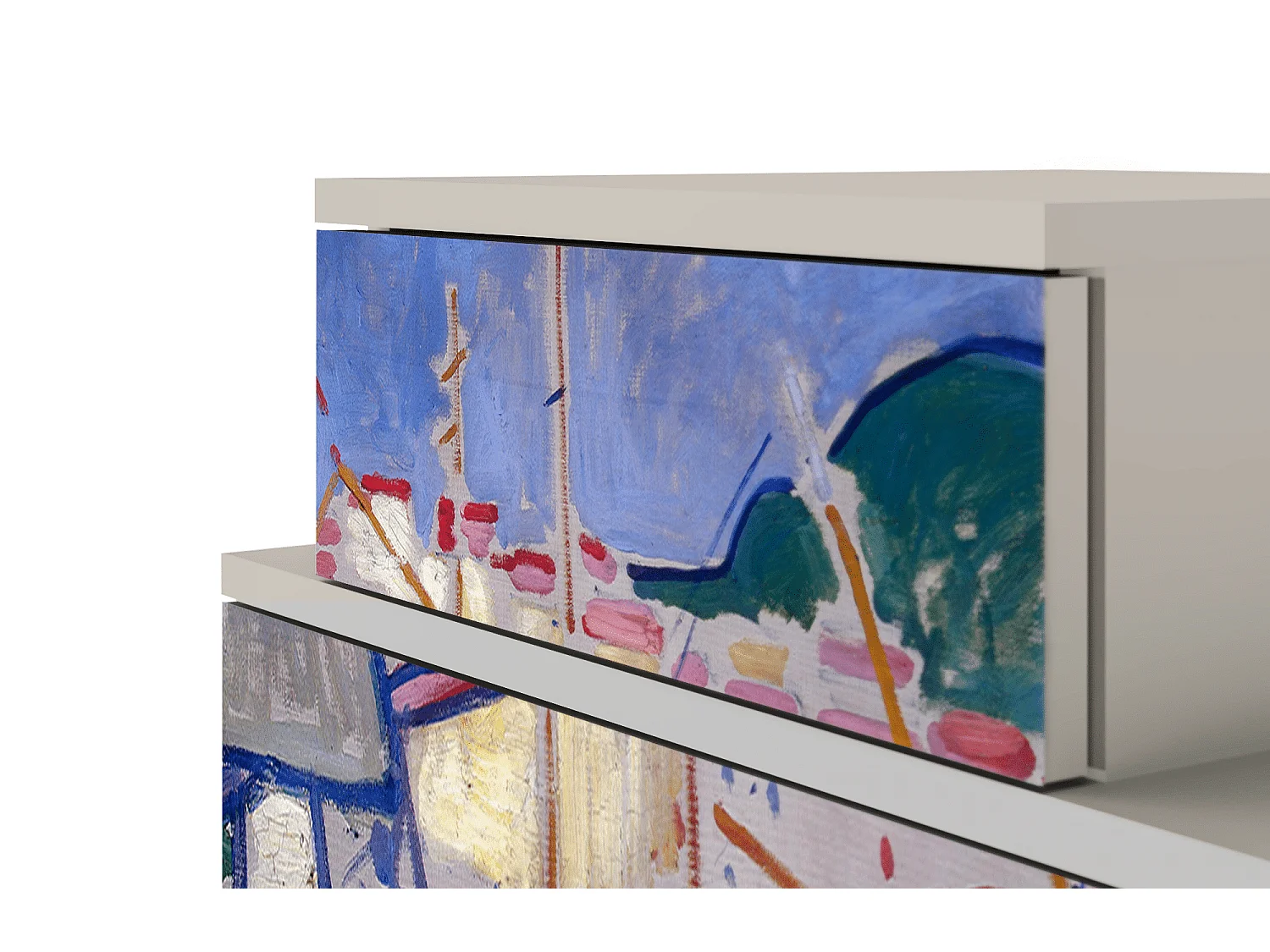 Stolik nocny - 58х58х41 cm - NS1 - The Port of Collioure , Piaskowy