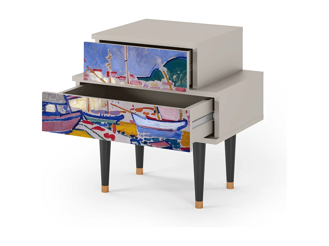 Stolik nocny - 58х58х41 cm - NS1 - The Port of Collioure , Piaskowy