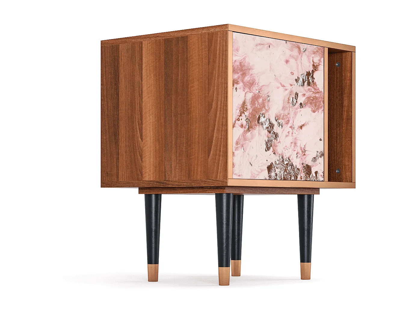 Stolik nocny - 57х69х48 cm - S2 - Cotton Candy, Orzech