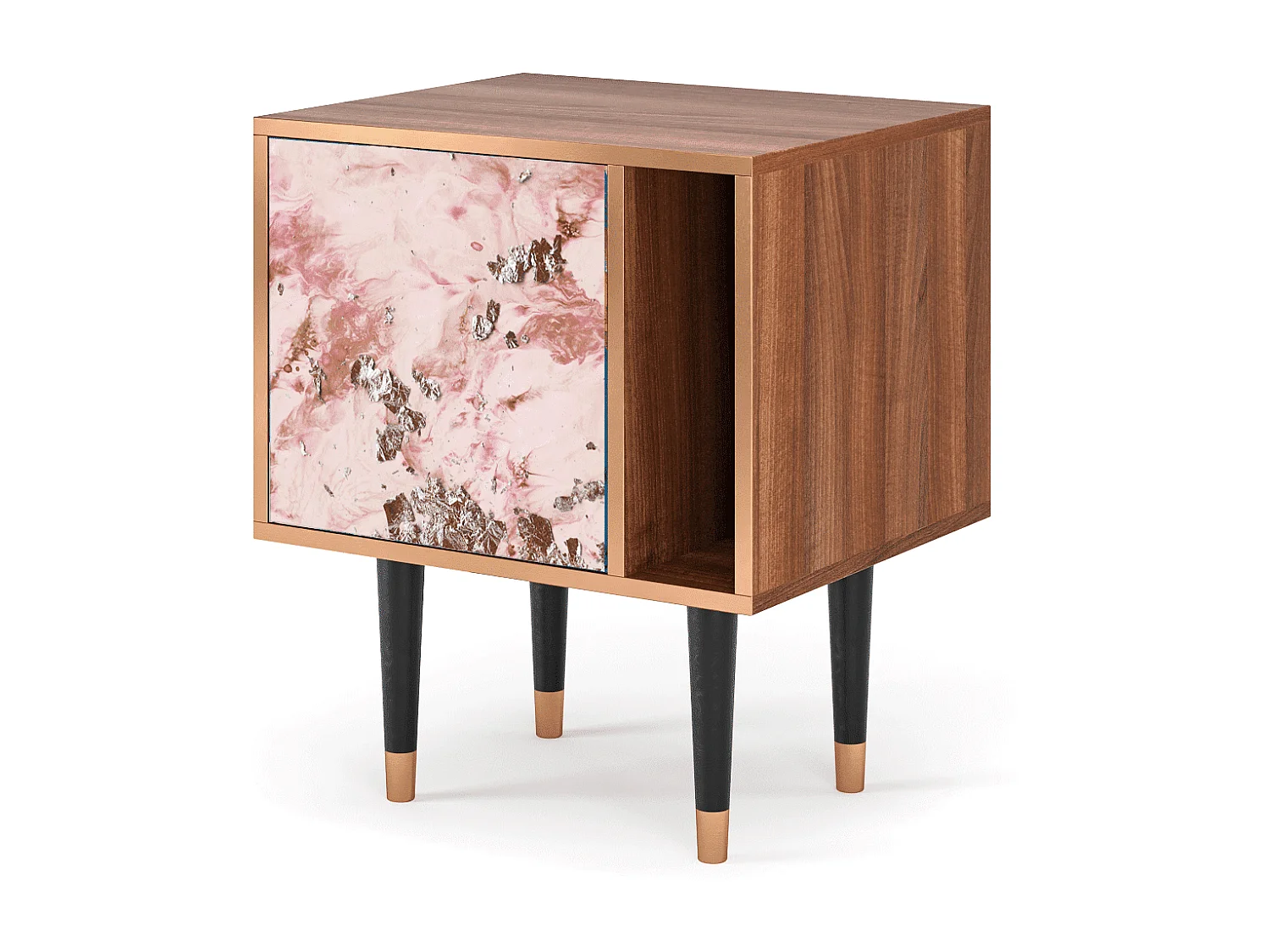 Stolik nocny - 57х69х48 cm - S2 - Cotton Candy, Orzech