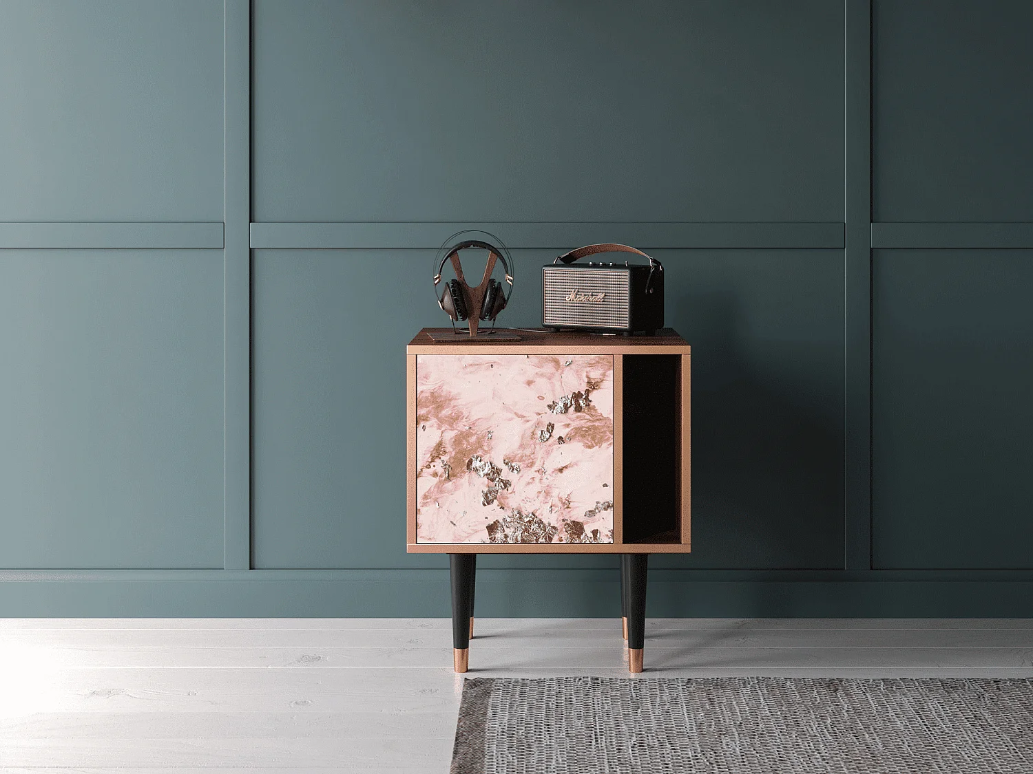 Stolik nocny - 57х69х48 cm - S2 - Cotton Candy, Orzech