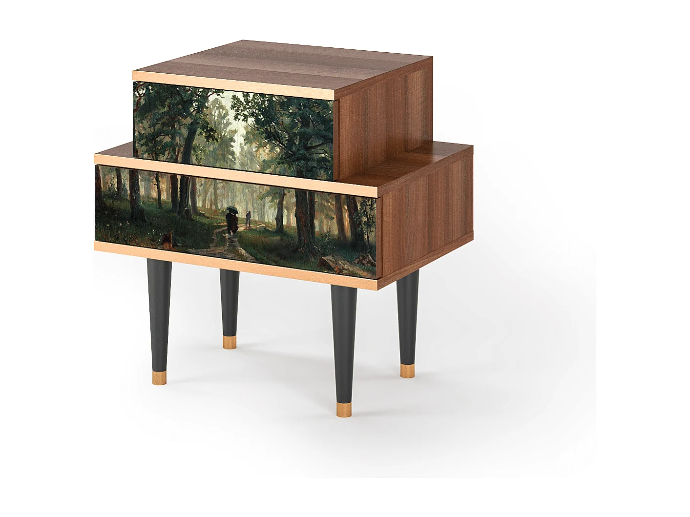 Table de nuit - 58х58х41 cm - NS1 -  Rain in the Oak Forest, Noyer