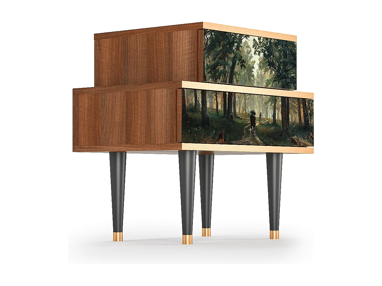 Table de nuit - 58х58х41 cm - NS1 -  Rain in the Oak Forest, Noyer