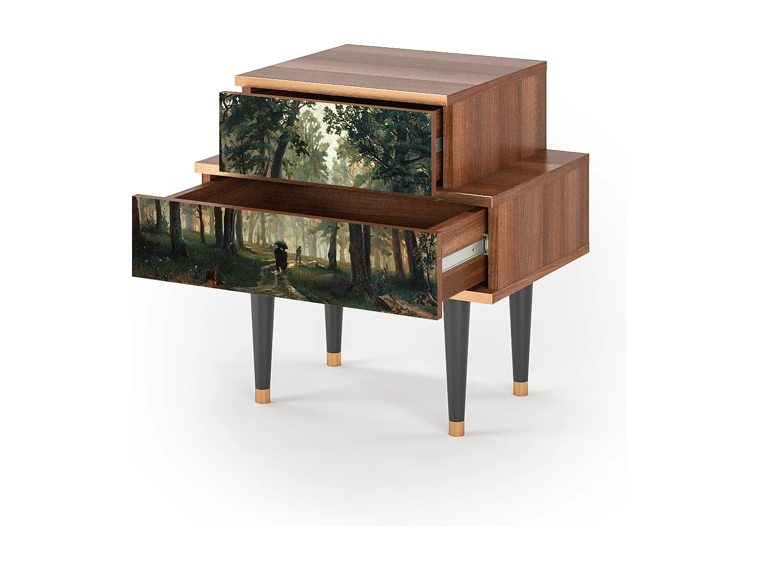 Table de nuit - 58х58х41 cm - NS1 -  Rain in the Oak Forest, Noyer