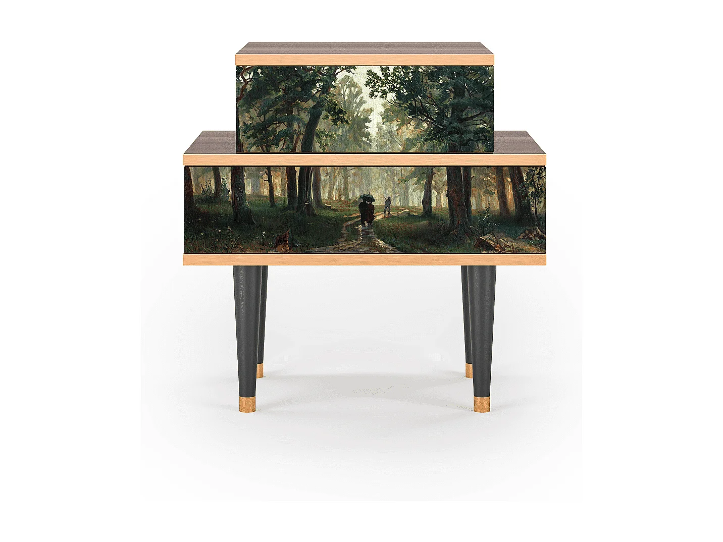 Stolik nocny - 58х58х41 cm - NS1 -  Rain in the Oak Forest, Orzech