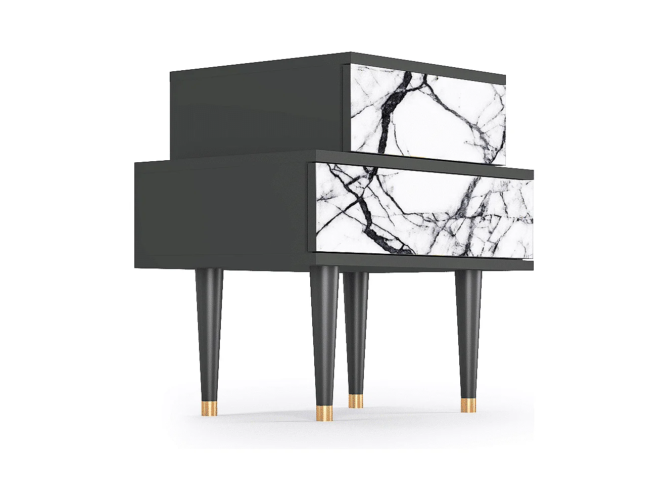 Table de nuit - 58х58х41 cm - NS1 - Raven Marble, Anthracite