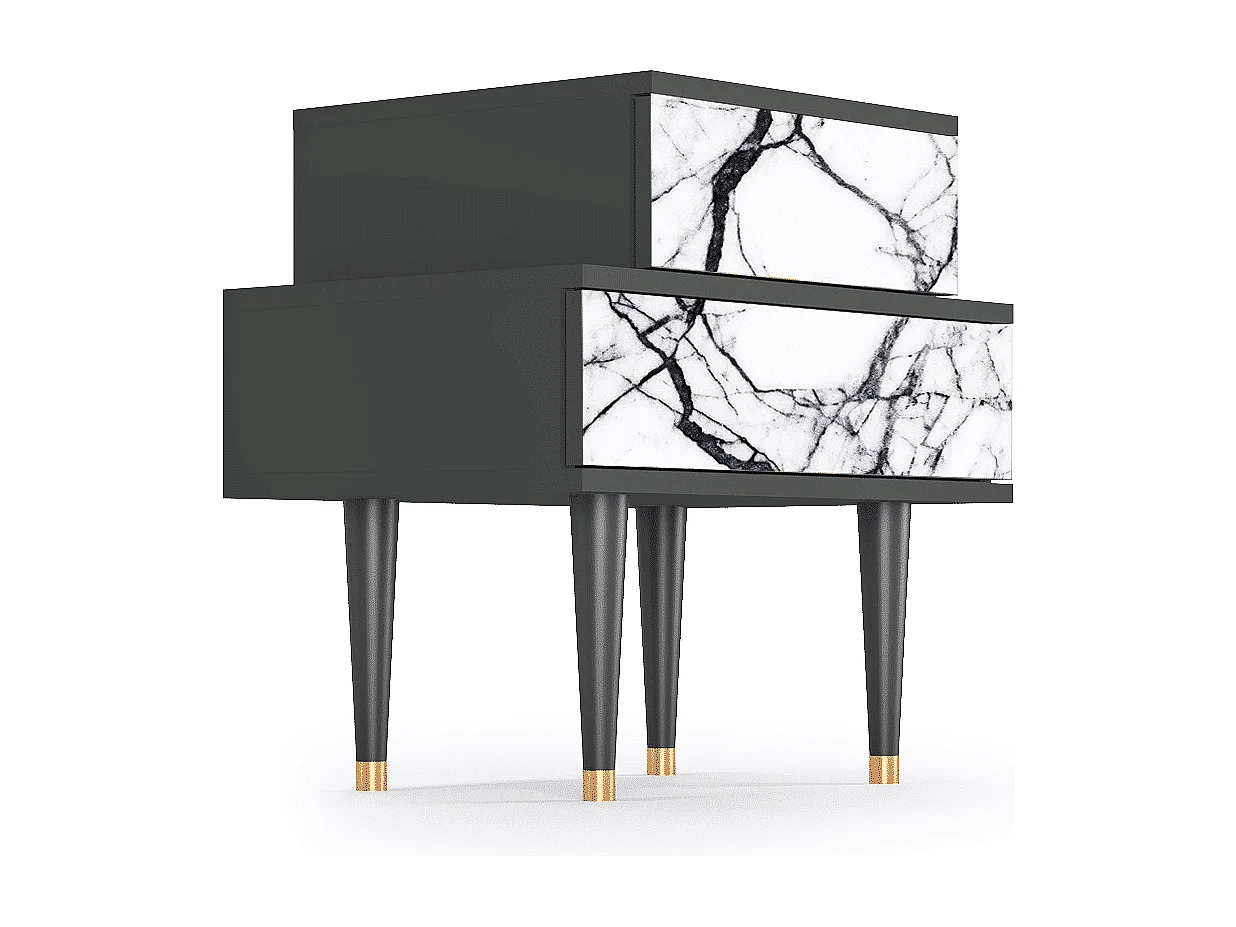 Table de nuit - 58х58х41 cm - NS1 - Raven Marble, Anthracite