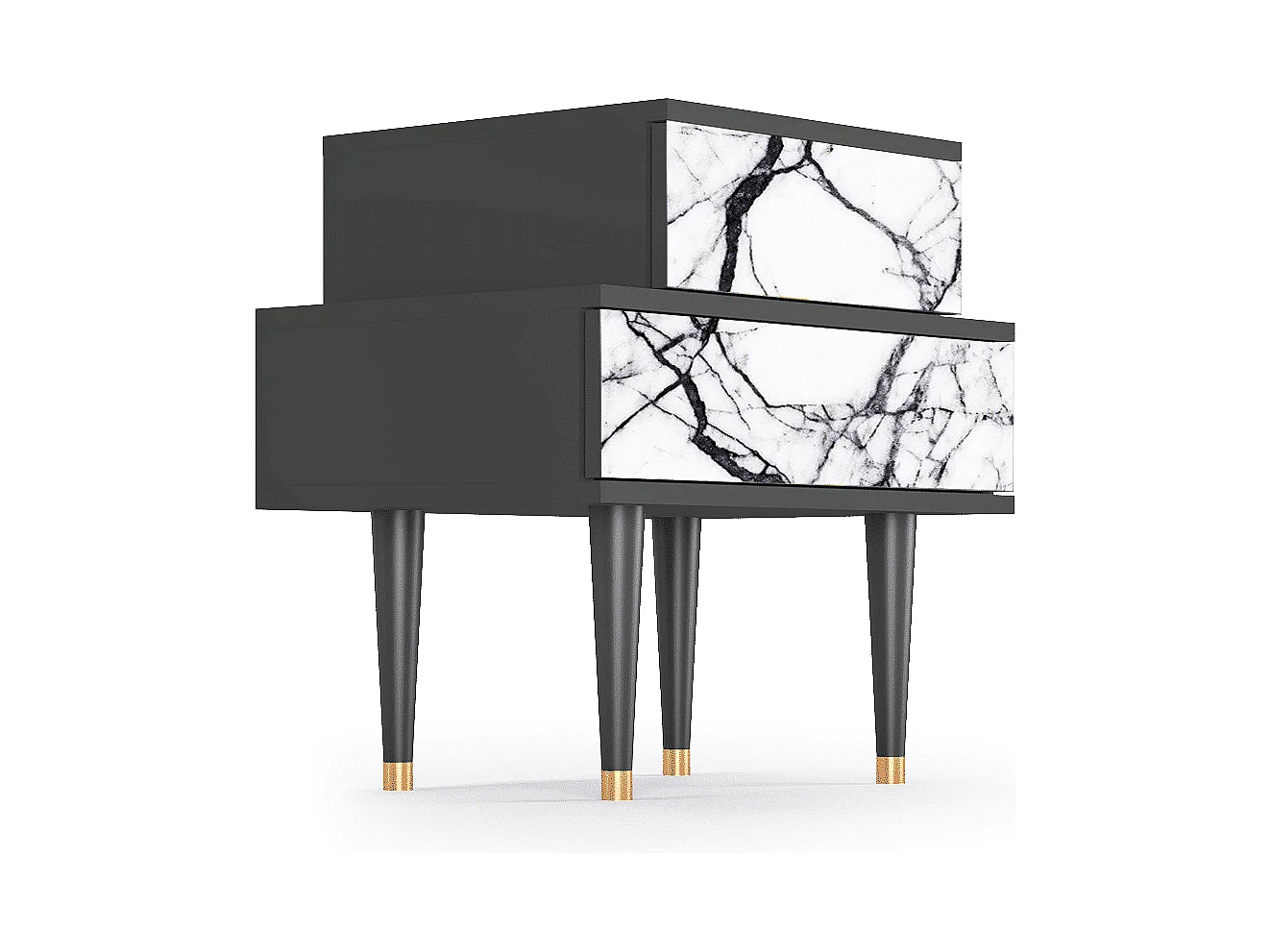 Table de nuit - 58х58х41 cm - NS1 - Raven Marble, Anthracite