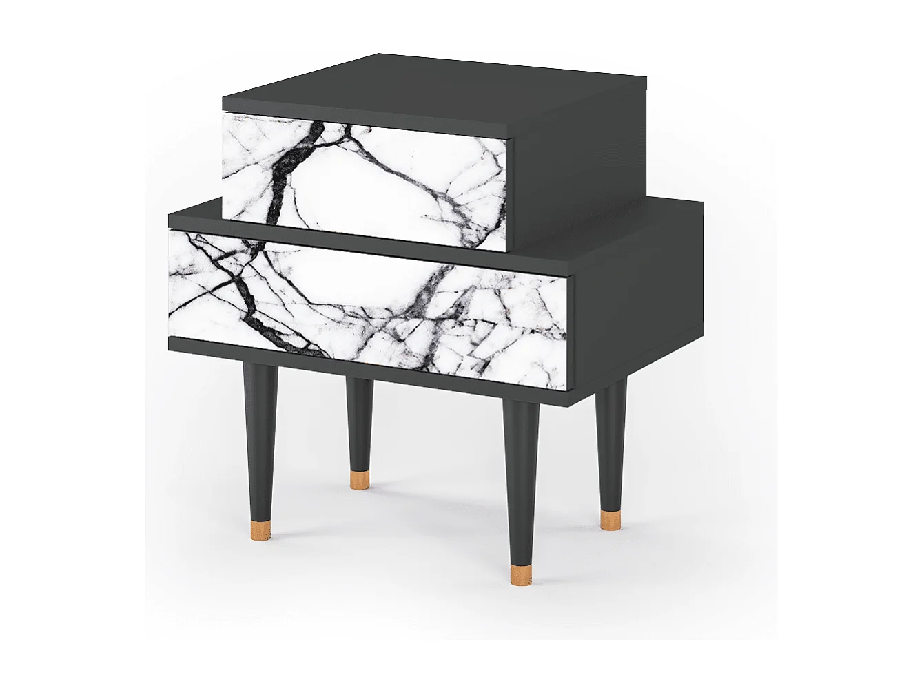 Table de nuit - 58х58х41 cm - NS1 - Raven Marble, Anthracite