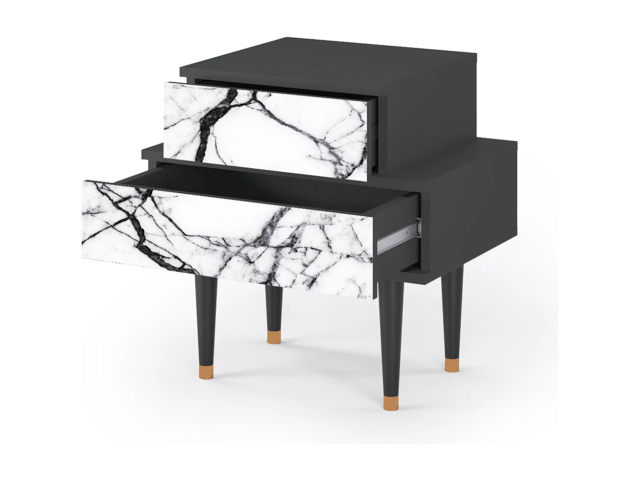 Table de nuit - 58х58х41 cm - NS1 - Raven Marble, Anthracite