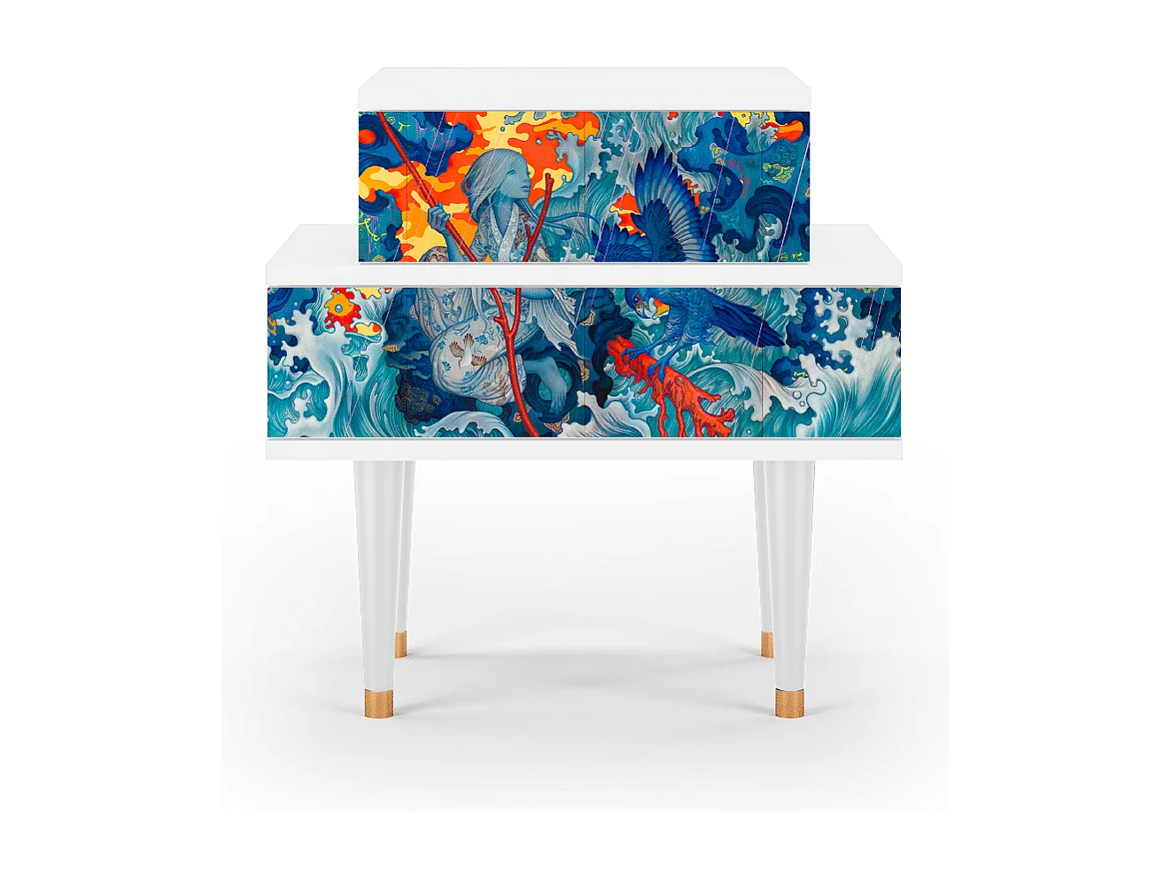 Table de nuit - 58х58х41 cm - NS1 - The Girl - James Jean, Blanc