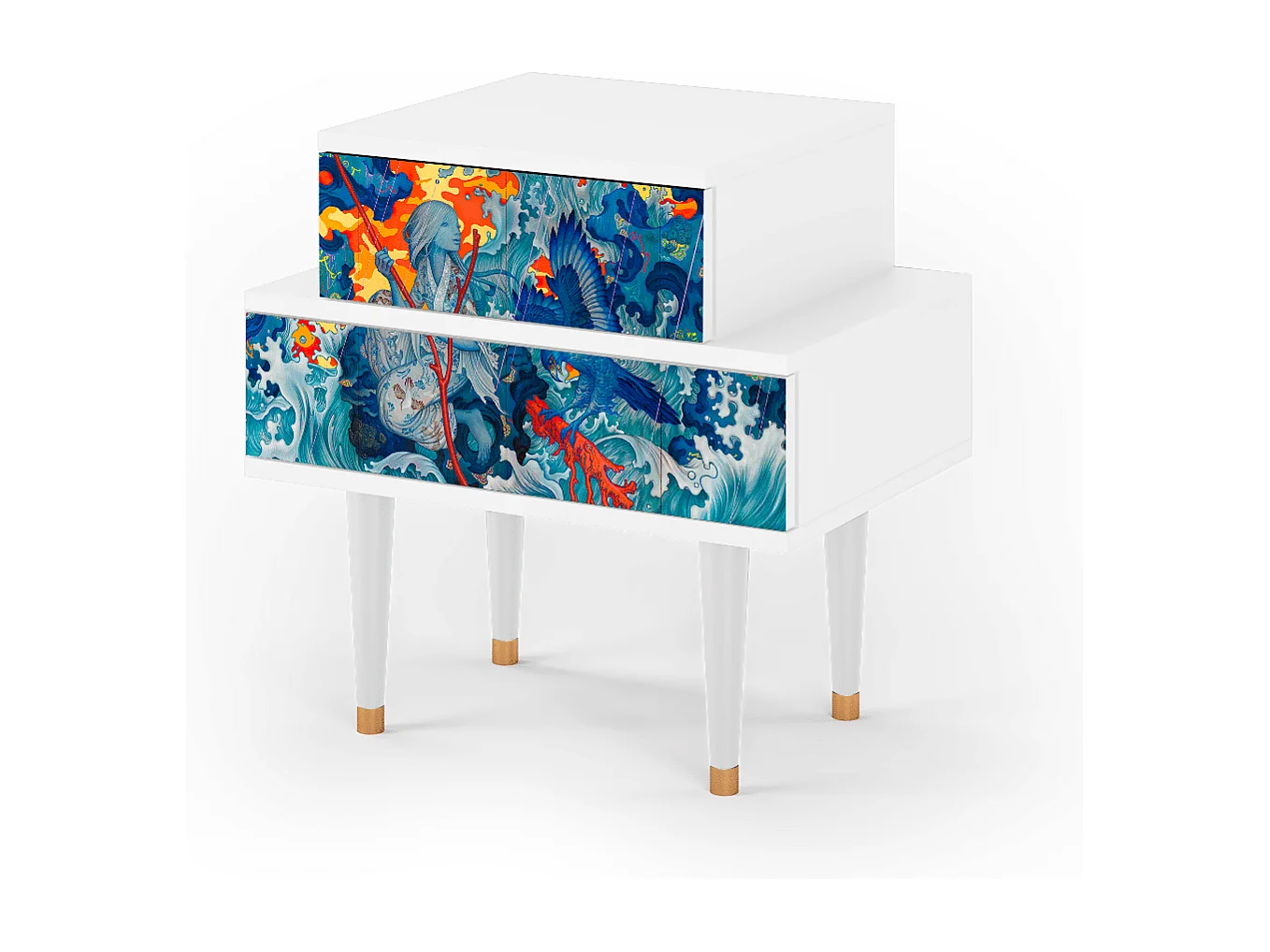 Table de nuit - 58х58х41 cm - NS1 - The Girl - James Jean, Blanc