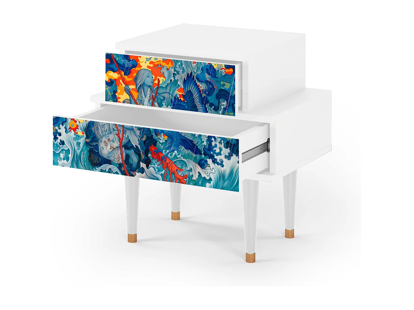 Table de nuit - 58х58х41 cm - NS1 - The Girl - James Jean, Blanc