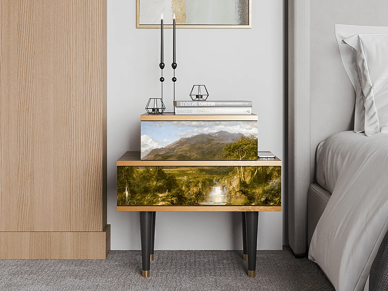 Table de nuit - 58х58х41 cm - NS1 - The Heart of the Andes , Noyer