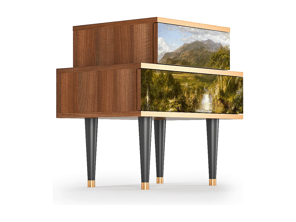 Table de nuit - 58х58х41 cm - NS1 - The Heart of the Andes , Noyer