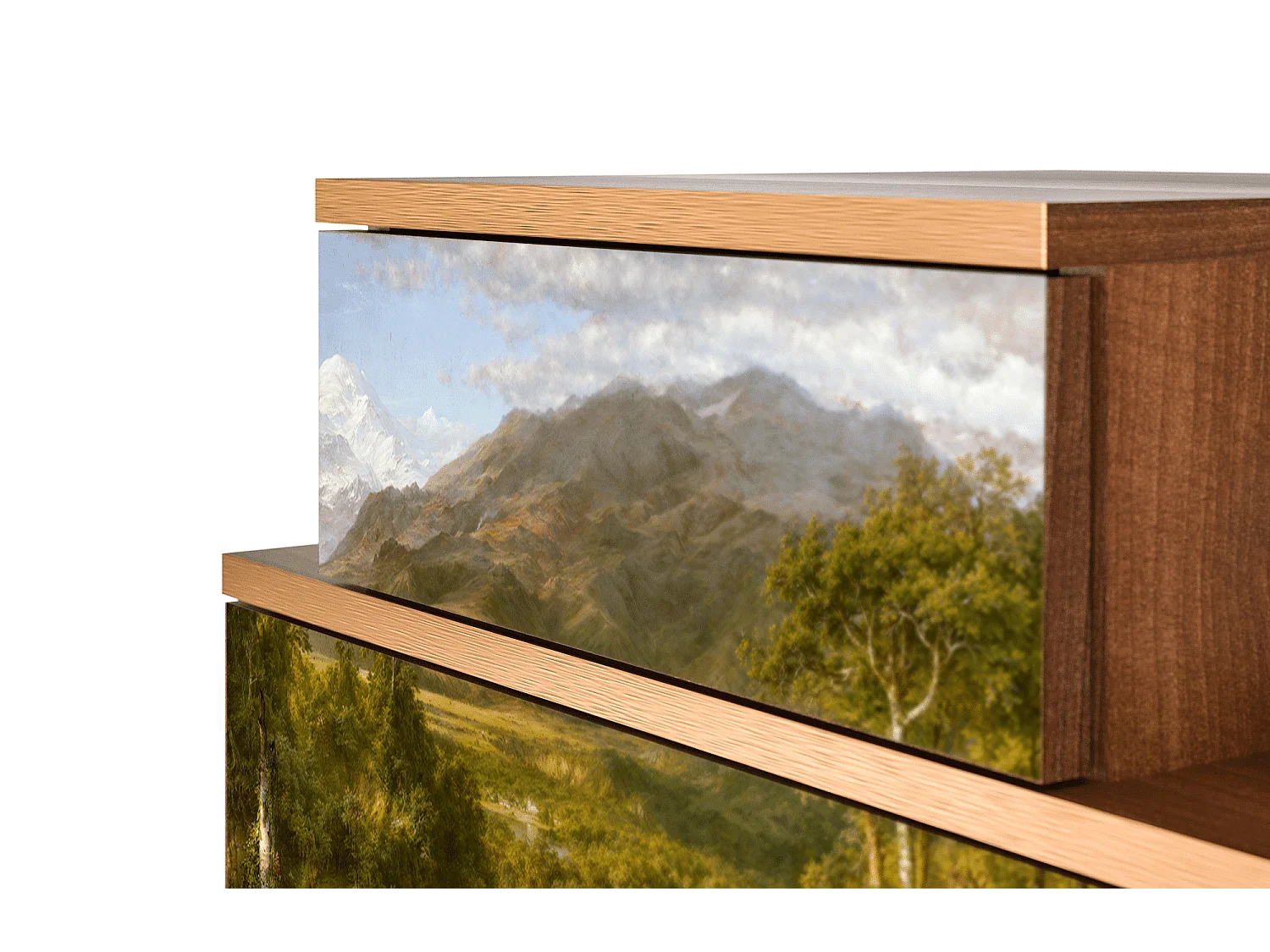 Table de nuit - 58х58х41 cm - NS1 - The Heart of the Andes , Noyer