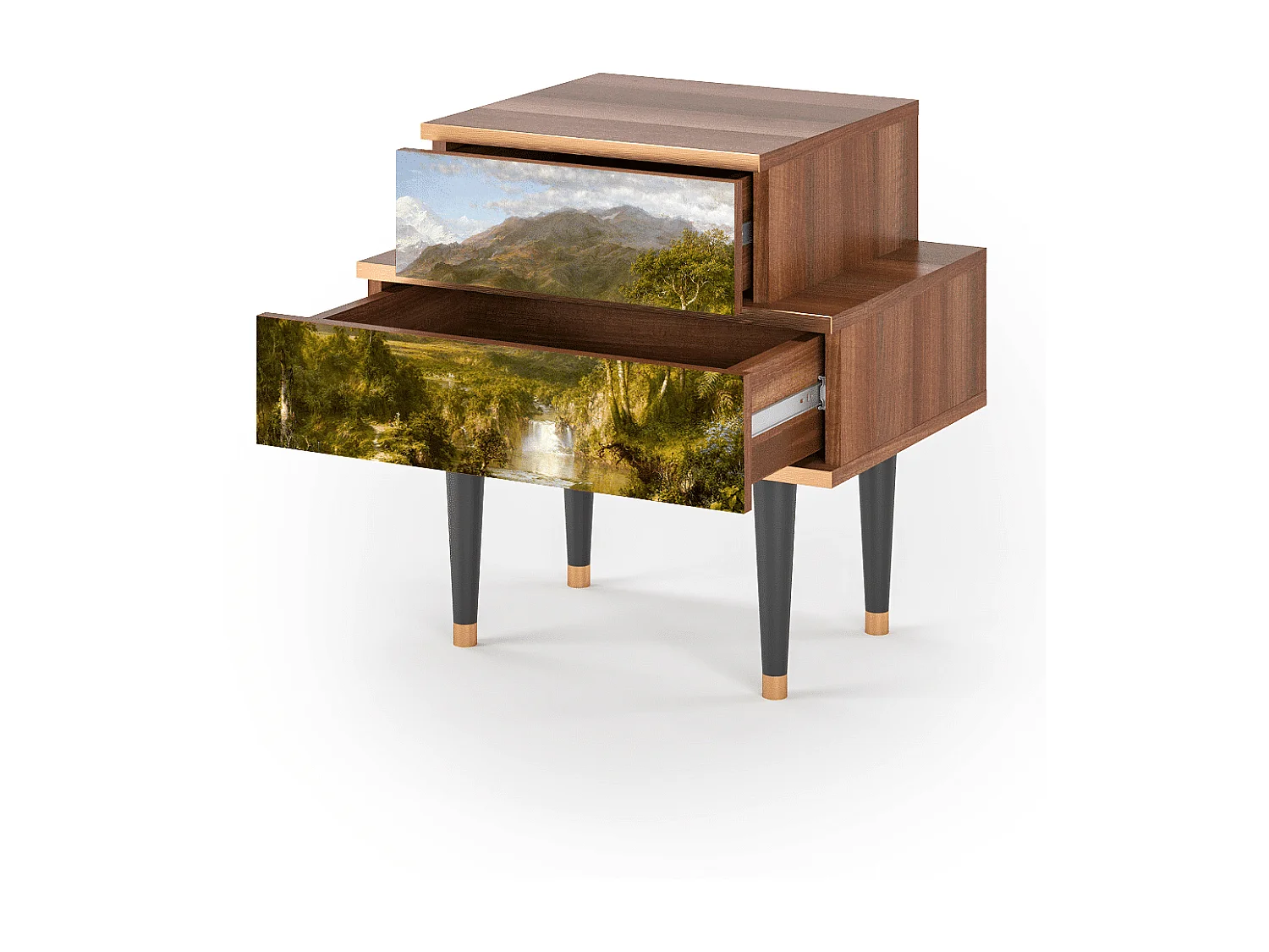 Table de nuit - 58х58х41 cm - NS1 - The Heart of the Andes , Noyer