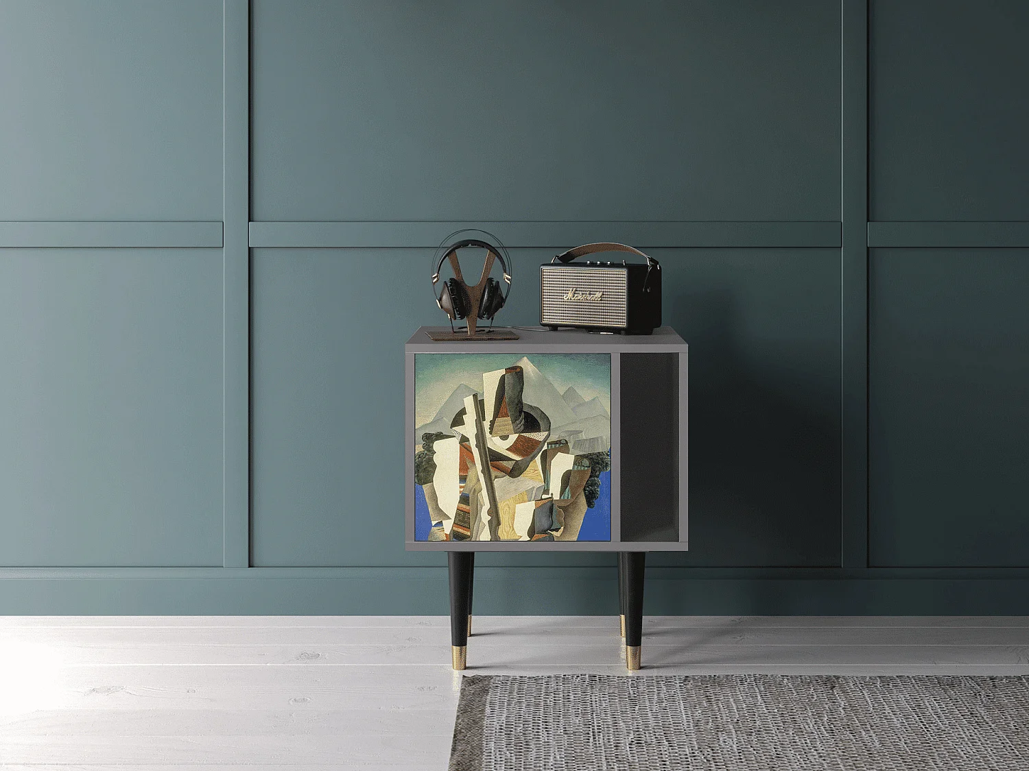 Nachtkastje - 57х69х48 cm - S2 - The Cubist Paintings , Grijs