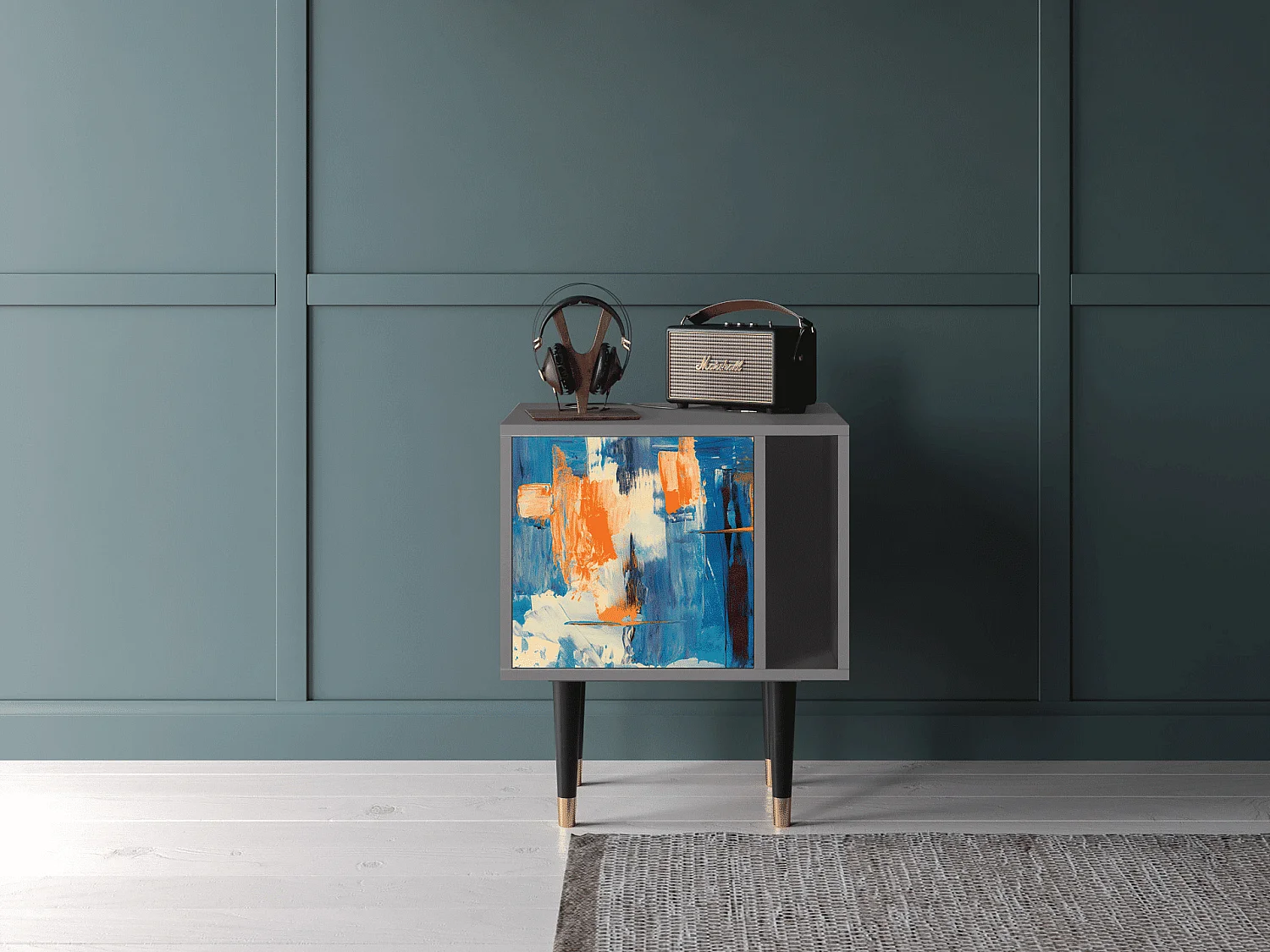 Nachttisch - 57х69х48 cm - S2 - Abstract Expressionism, Grau