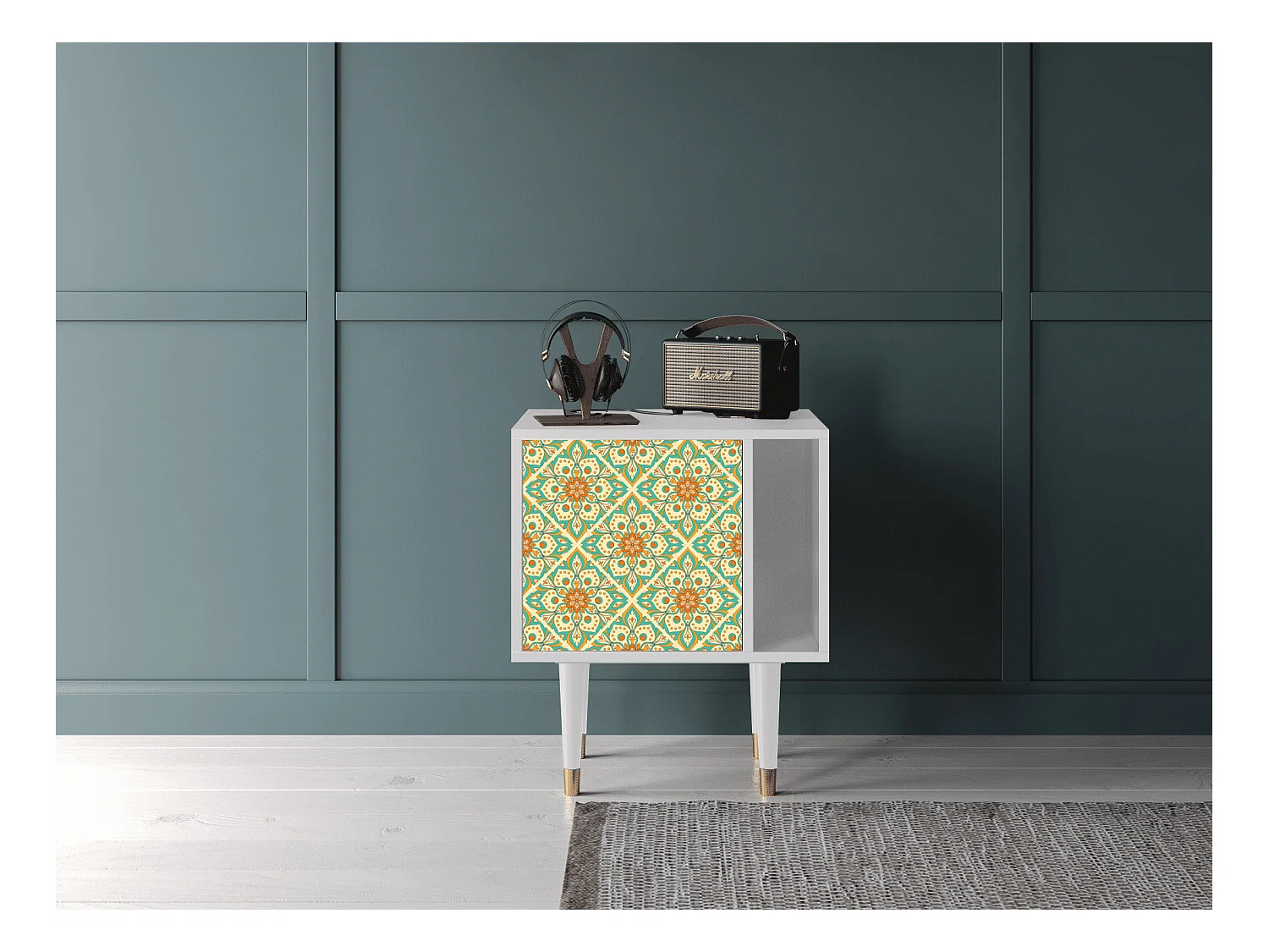 Nachttisch - 57х69х48 cm - S2 - Hindu Daisy, Weiß