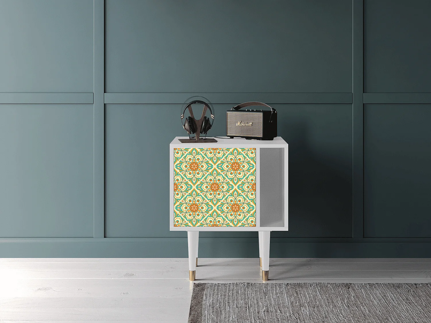 Stolik nocny - 57х69х48 cm - S2 - Hindu Daisy, Biały