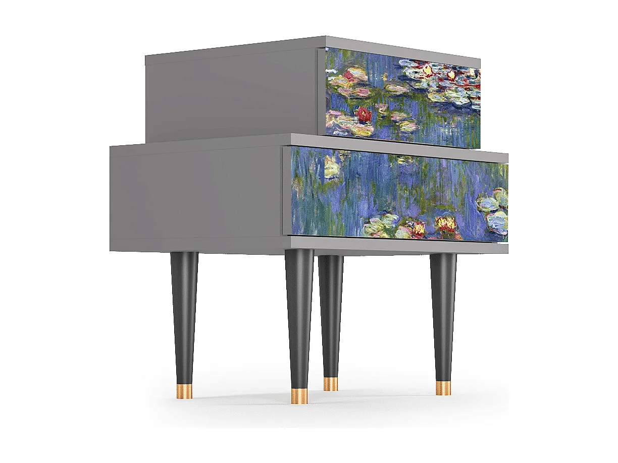 Comodino - 58х58х41 cm - NS1 - The water lily pond  , Grigio