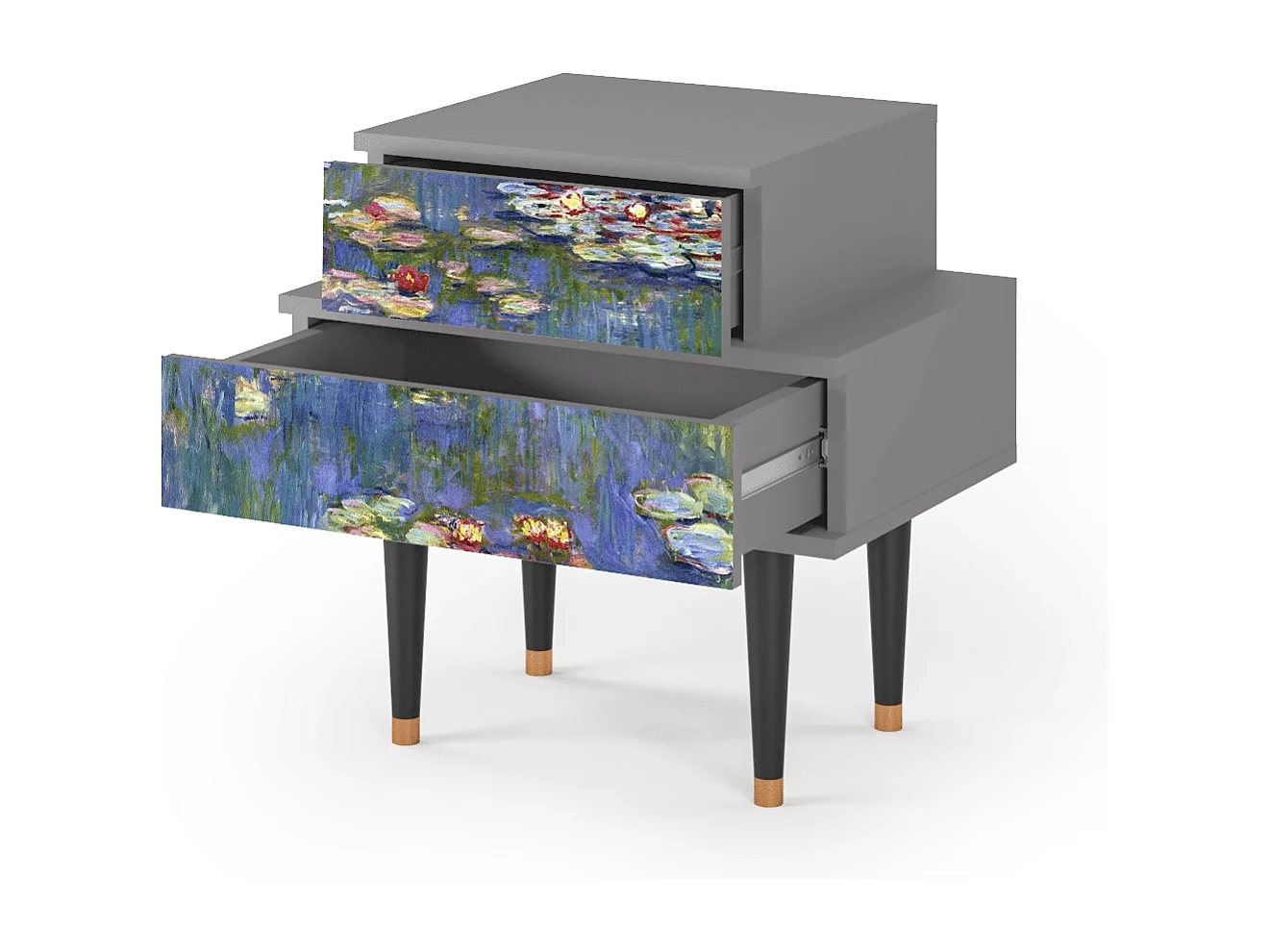 Comodino - 58х58х41 cm - NS1 - The water lily pond  , Grigio