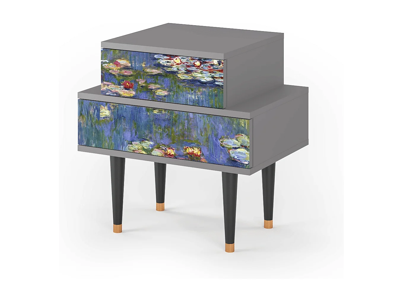 Criado-mudo - 58х58х41 cm - NS1 - The water lily pond  , Cinza