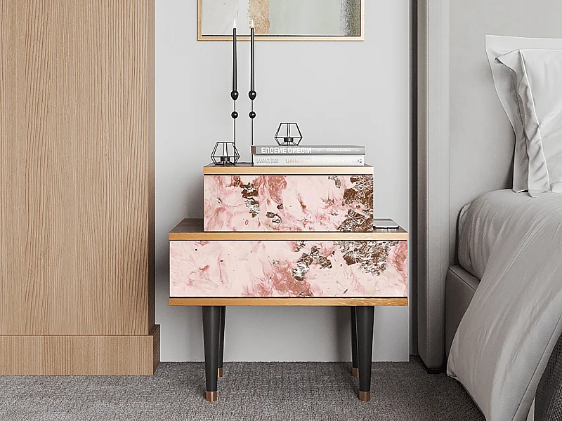 Stolik nocny - 58х58х41 cm - NS1 - Cotton Candy, Orzech